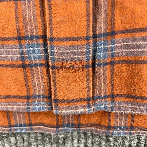 Johnston & Murphy Shirt Mens 2XL XXL Orange Plaid Long Sleeve Button Down Casual - Picture 9 of 14